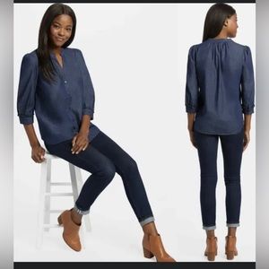 Draper James Blue Button-Up Top